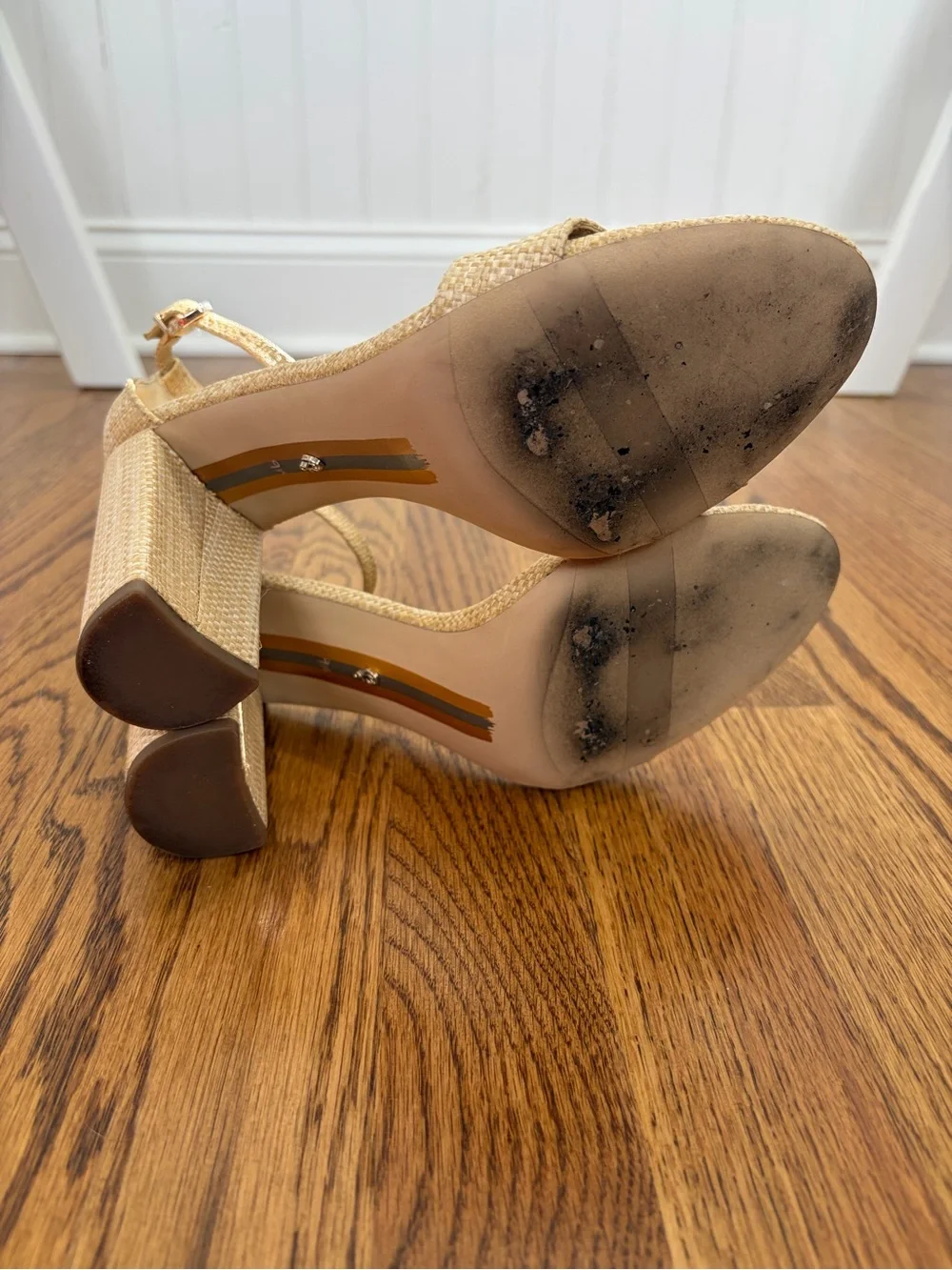 Sam Edelman Yaro Block Heel Sandal in Natural Raffia (9.5)